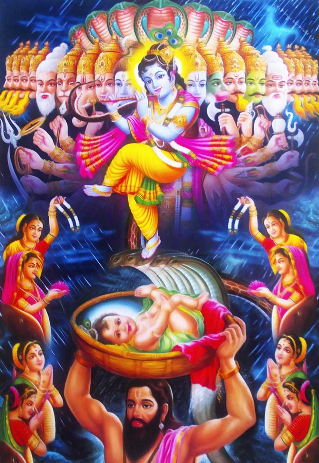 Krishna Avatar Janmashtmi Photo - Krishna awatar photo for janamasthmi wallpaper. Krishna was born in jail and his father vasudeva reach him gokul to save his life from Kans Mama.