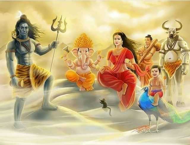 Mahakal Family Wallpaper with Mata Parvati Ganesha and Kartika - Mahakal Family Wallpaper with Mata Parvati Ganesha and Kartika