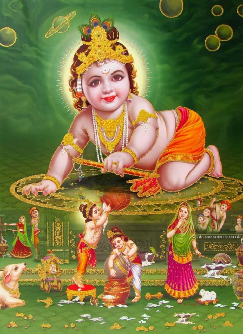 Little God Krishna Childhood HD Wallpaper - Little God Krishna Childhood HD Wallpaper